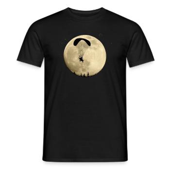 Paramotor flying in the full moon night flight stars - Men's T-Shirt - black - Front - AI Model Male 178 light (178cm)