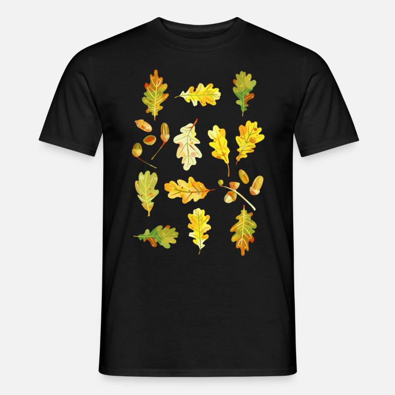 Eichenblätter und Eicheln - Männer T-Shirt - Schwarz