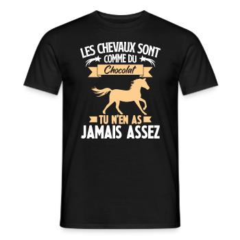 Les chevaux sont comme du chocolat - T-shirt homme - noir - Devant - AI Model Male 178 light (178cm)