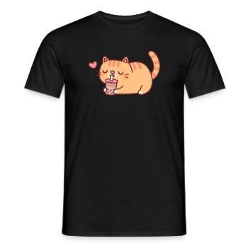 Süße mollige Katze liebt Boba-Tee - Männer T-Shirt - Schwarz - Vorne - AI Model Male 178 light (178cm)