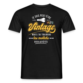 1972 vélo anniversaire 51 ans velo cycliste sport - T-shirt homme - noir - Devant - AI Model Male 178 light (178cm)
