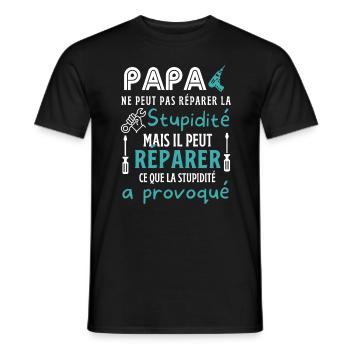 papa réparateur de génie - T-shirt homme - noir - Devant - AI Model Male 178 light (178cm)