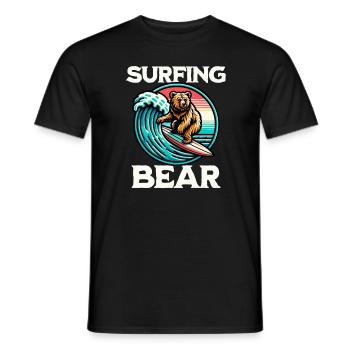 Surfing Bear - Men's T-Shirt - black - Front - AI Model Male 178 light (178cm)