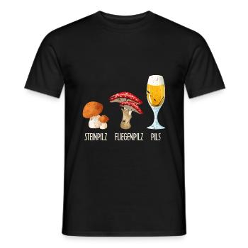 Pilze Sammeln Bier Spruch Pilzsammler - Männer T-Shirt - Schwarz - Vorne - AI Model Male 178 light (178cm)