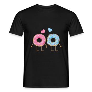 Valentine's Day Valentinesday Love Couple Love Donut - Men's T-Shirt - black - Front - AI Model Male 178 light (178cm)