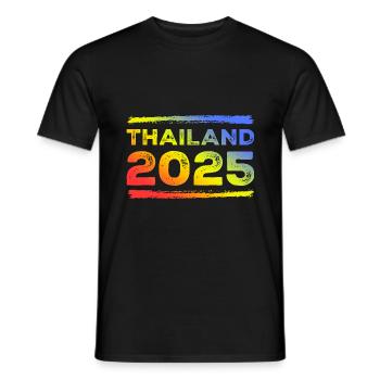 Thailand 2025 Bunt - Männer T-Shirt - Schwarz - Vorne - AI Model Male 178 light (178cm)