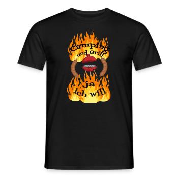 Camping und Grill - Ja ich will - Männer T-Shirt - Schwarz - Vorne - AI Model Male 178 light (178cm)