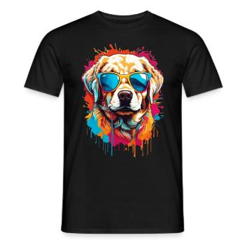 Labrador in Sonnenbrille: Cool & Niedlich - Männer T-Shirt - Schwarz - Vorne - AI Model Male 178 light (178cm)