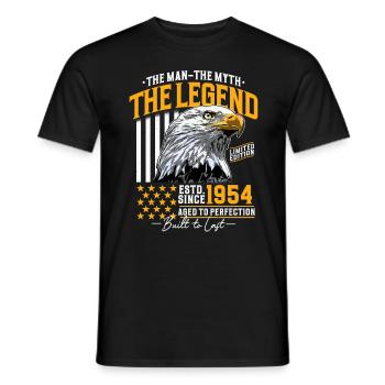 Vintage 1954 Man Myth Legend Birthday - Men's T-Shirt - black - Front - AI Model Male 178 light (178cm)