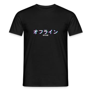 Offline Japanisch I Aesthetic Vaporwave Glitch - Männer T-Shirt - Schwarz - Vorne - AI Model Male 178 light (178cm)
