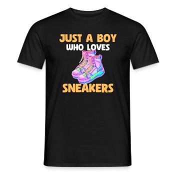 Just A Boy Who Loves Sneakers - Männer T-Shirt - Schwarz - Vorne - AI Model Male 178 light (178cm)