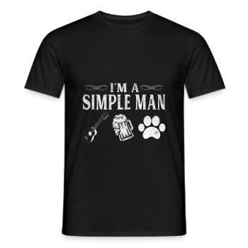 Guitar Player Im A Simple Man Guitars Beer Dogs - Men's T-Shirt - black - Front - AI Model Male 178 light (178cm)