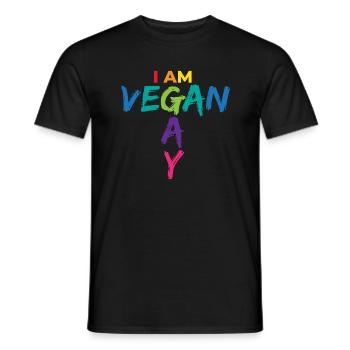 I Am Vegan Gay Gay LGBT Vegan Bi - Men's T-Shirt - black - Front - AI Model Male 178 light (178cm)