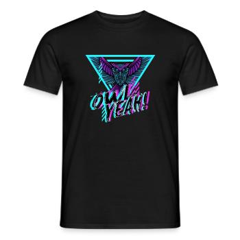 Owl Yeah Neon Retro 80s Vogel Süß - Männer T-Shirt - Schwarz - Vorne - AI Model Male 178 light (178cm)