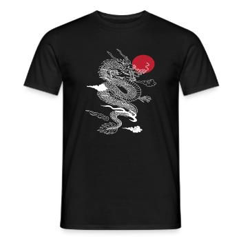 Japanese Dragon Asia Fantasy - Men's T-Shirt - black - Front - AI Model Male 178 light (178cm)