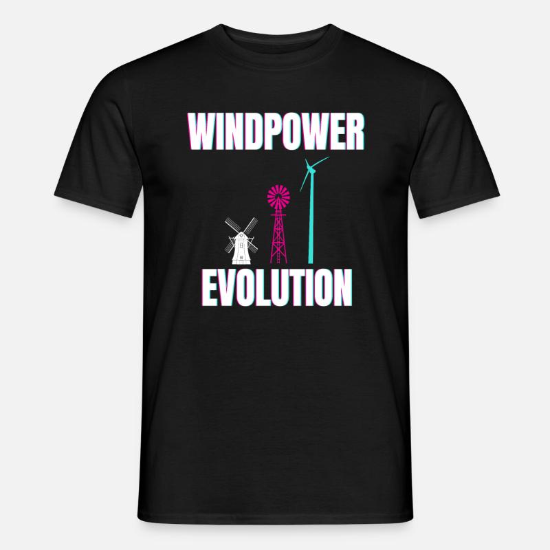 Windpower Evolution Windkraft Wind - Männer T-Shirt - Schwarz