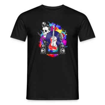 Gitarre Gitarren Totenkopf Gitarrist - Männer T-Shirt - Schwarz - Vorne - AI Model Male 178 light (178cm)