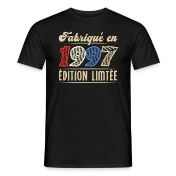 Fabriqué en 1997, Vintage cadeau d'anniversaire - T-shirt homme - noir - Devant - AI Model Male 178 light (178cm)