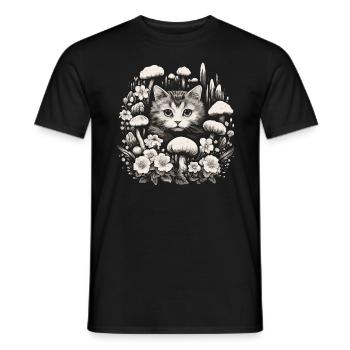Champignons cottagecore pour chat - T-shirt homme - noir - Devant - AI Model Male 178 light (178cm)