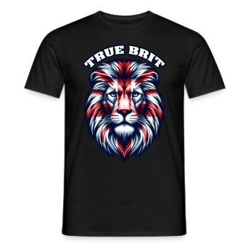 Union Jack Drapeau du Royaume-Uni Lion Face Grande-Bretagne Roi - T-shirt homme - noir - Devant - AI Model Male 178 light (178cm)