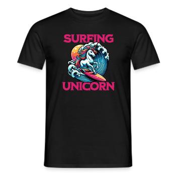 Surfing Unicorn - Männer T-Shirt - Schwarz - Vorne - AI Model Male 178 light (178cm)