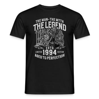 1994 Vintage Man Myth Legend Biker Motorcycle - Men's T-Shirt - black - Front - AI Model Male 178 light (178cm)