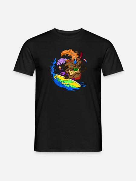 Tiki mask surfer - Men's T-Shirt - black
