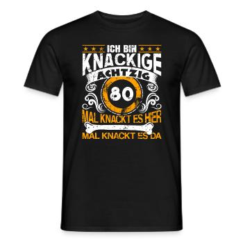 80. Geburtstag knackige 80 Jahre Knochen knacken - Männer T-Shirt - Schwarz - Vorne - AI Model Male 178 light (178cm)