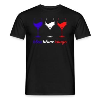 VINS DE FRANCE bleu blanc et rouge Verre à vin - T-shirt homme - noir - Devant - AI Model Male 178 light (178cm)
