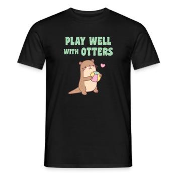 Süßer Otter spielt gut mit Ottern lustig - Männer T-Shirt - Schwarz - Vorne - AI Model Male 178 light (178cm)