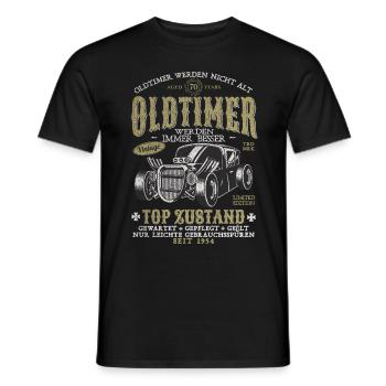 OLDTIMER WERDEN NICHT ALT 1954 70 JAHRE - Männer T-Shirt - Schwarz - Vorne - AI Model Male 178 light (178cm)