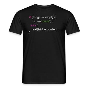 Lustiges Essen und Coding Design - Männer T-Shirt - Schwarz - Vorne - AI Model Male 178 light (178cm)