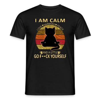 Funny Saying Meditation Cat Vintage Shirt - Männer T-Shirt - Schwarz - Vorne - AI Model Male 178 light (178cm)