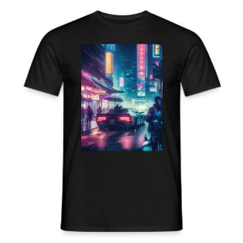 Retro-Träumerei: Oldtimer im Regen - Männer T-Shirt - Schwarz - Vorne - AI Model Male 178 light (178cm)