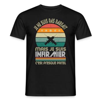 Je ne suis pas parfait mais je suis infirmier - T-shirt homme - noir - Devant - AI Model Male 178 light (178cm)