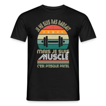 Musculation - Pas parfait mais musclé - T-shirt homme - noir - Devant - AI Model Male 178 light (178cm)