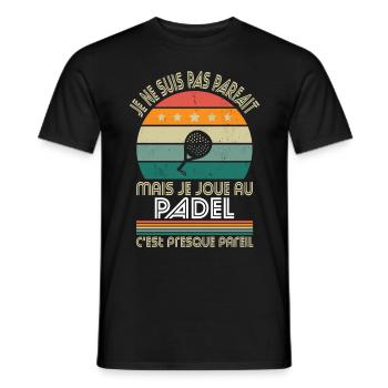 Je ne suis pas parfait mais je joue au padel - T-shirt homme - noir - Devant - AI Model Male 178 light (178cm)