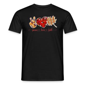 PEACE LOVE FALL, THANKSGIVING - Men's T-Shirt - black - Front - AI Model Male 178 light (178cm)