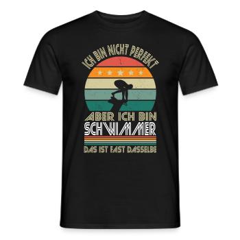 Ich bin nicht perfekt aber ich bin Schwimmer - Männer T-Shirt - Schwarz - Vorne - AI Model Male 178 light (178cm)