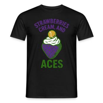 Tennis strawberries, Cream and aces London - Männer T-Shirt - Schwarz - Vorne - AI Model Male 178 light (178cm)