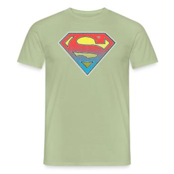 DC Comics Originals Superman Retro Logo - Men's T-Shirt - sage - Front - AI Model Male 178 light (178cm)