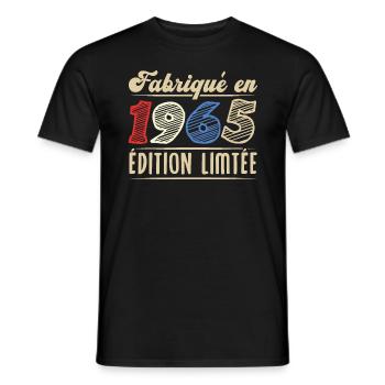 Fabriqué en 1965, Vintage cadeau d'anniversaire - T-shirt homme - noir - Devant - AI Model Male 178 light (178cm)