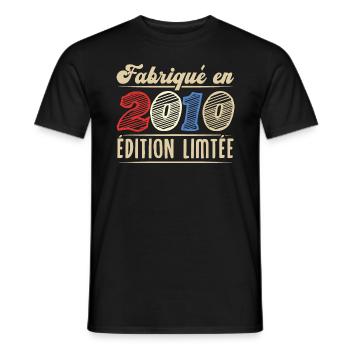 Fabriqué en 2010, Vintage cadeau d'anniversaire - T-shirt homme - noir - Devant - AI Model Male 178 light (178cm)
