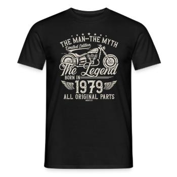 1979 Vintage homme mythe légende moto - T-shirt homme - noir - Devant - AI Model Male 178 light (178cm)