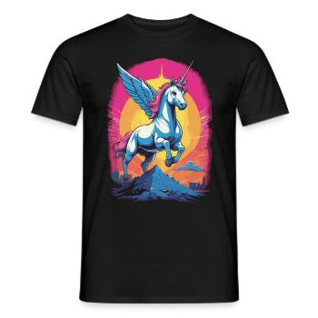 Illustration d’une licorne - T-shirt homme - noir - Devant - AI Model Male 178 light (178cm)