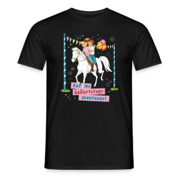 Bibi & Tina Auf Ins Geburtstagsabenteuer - Männer T-Shirt - Schwarz - Vorne - AI Model Male 178 light (178cm)