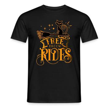 Halloween free broom rides Katze cat Party Fun - Männer T-Shirt - Schwarz - Vorne - AI Model Male 178 light (178cm)