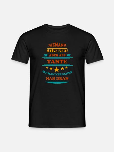 Niemand ist perfekt Tante Retro - Männer T-Shirt - Schwarz