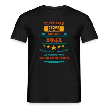 Vintage Retro 1941 - Men's T-Shirt - black - Front - AI Model Male 178 light (178cm)