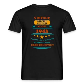 Vintage Retro 1943 - Men's T-Shirt - black - Front - AI Model Male 178 light (178cm)